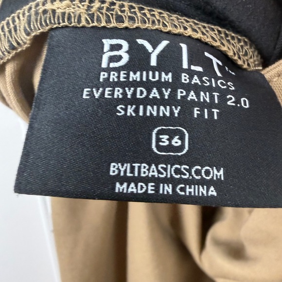 BYLT Premium Basics Everyday Pant 2.0 Skinny Fit Khaki Tan Mens 36 - Picture 3 of 5